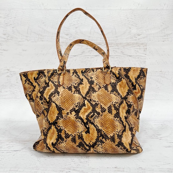 Tan Black Snakeskin Steve Madden Tote Bag - Picture 2 of 5